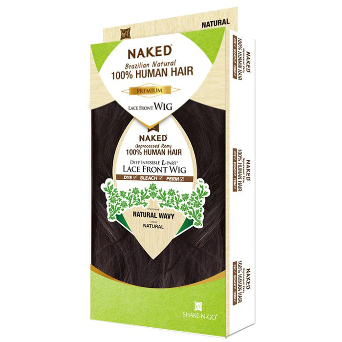 Shake-N-Go Naked 100% Unprocessed Remy Human Hair Deep Invisible L-Part Lace Front Wig NATURAL WAVY - Image 2