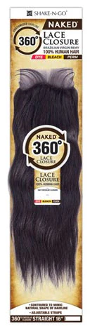 Shak-N-Go Naked 100% Brazilian Virgin Remy 360 CIRCULAR LACE CLOSURE STRAIGHT 16 Inch - Image 2