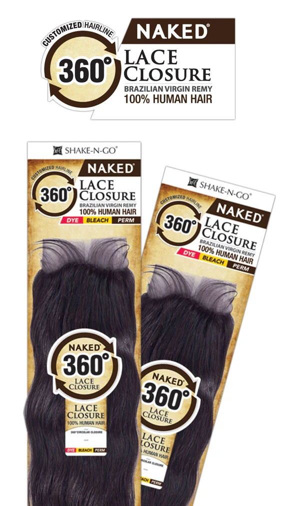 Shak-N-Go Naked 100% Brazilian Virgin Remy 360 CIRCULAR LACE CLOSURE STRAIGHT 16 Inch - Image 3
