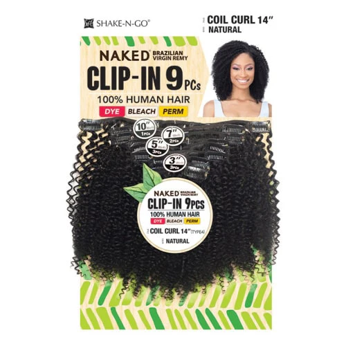 Shake N Go Naked Human Hair CLIP IN 9PCS COIL CURL 14" - Image 2