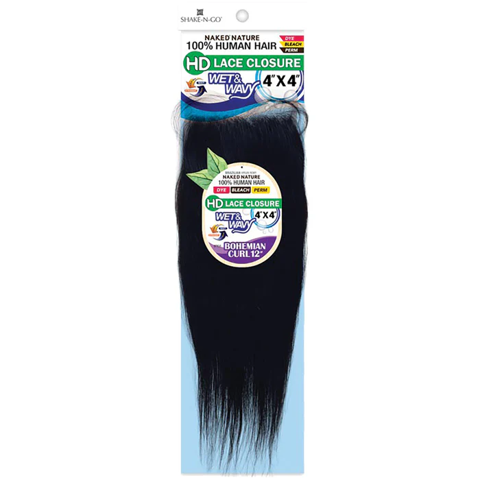 Shake-N-Go Naked Nature 100% Human Hair Wet & Wavy HD Lace Closure - BOHEMIAN CURL 12 - Image 2