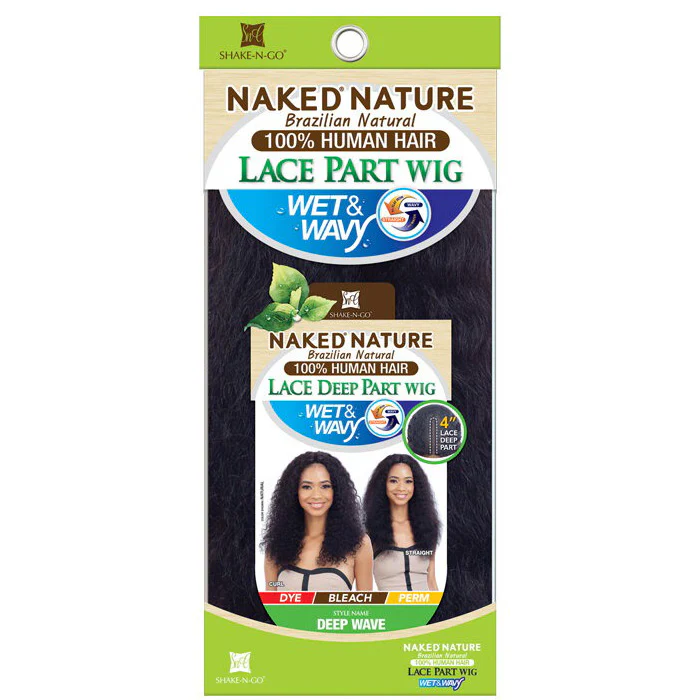 Shake N Go Naked Nature Brazilian Natural 100% Human Hair Wet & Wavy 4" Deep Part Lace Wig - DEEP WAVE - Image 4