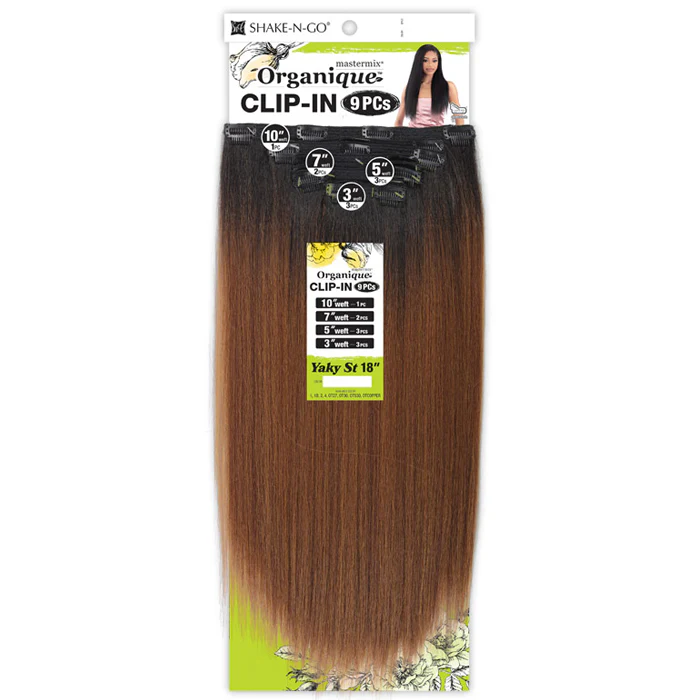 Shake N Go Organique Human Hair Blend Clip-In Weave 9 PCS - YAKI STRAIGHT 18" - Image 4
