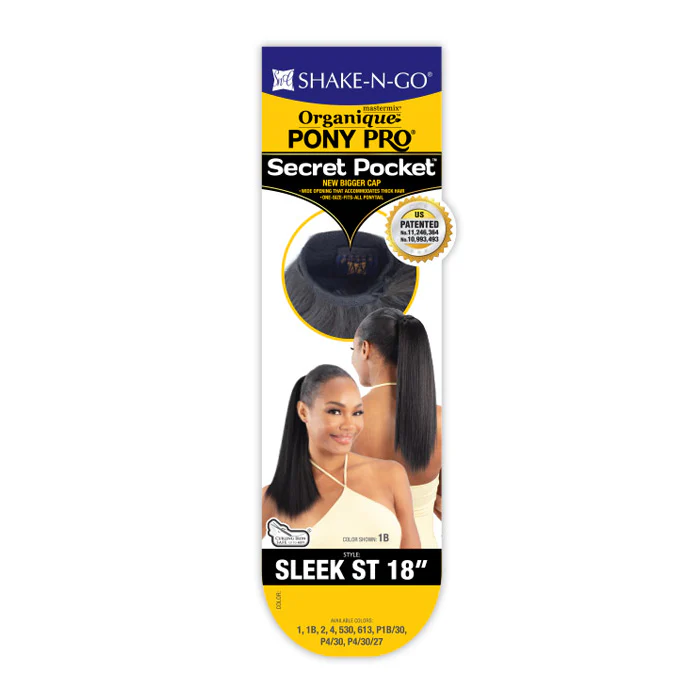 Shake N Go Organique Human Hair Blend PonyPro Secret Pocket Drawstring Ponytail - SLEEK STRAIGHT 18" - Image 4
