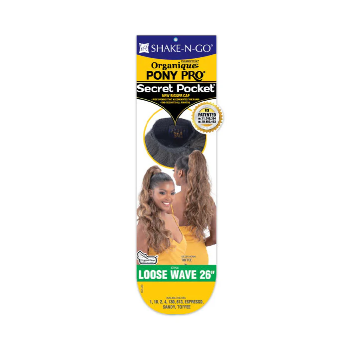 Shake N Go Organique Pony Pro Secret Pocket Ponytail - LOOSE WAVE 26" - Image 7