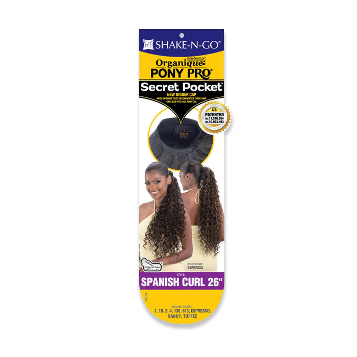 Shake N Go Organique Pony Pro Secret Pocket Ponytail - SPANISH CURL 26" - Image 3