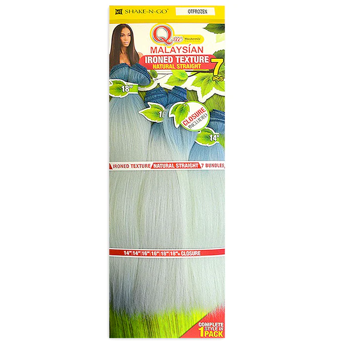 Shake N Go Que Malaysian Ironed Texture Weave + Closure - NATURAL STRAIGHT 7 PCS (2X 14/16/18) - Image 2