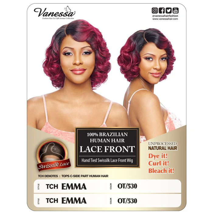Vanessa 100% Brazilian Human Hair Swissilk Deep Part Lace Front Wig - TCH EMMA - Image 4