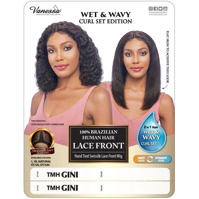 Vanessa 100% Brazilian Human Hair Wet & Wavy Swissilk Deep Part Lace Front Wig - TMH GINI - Image 4