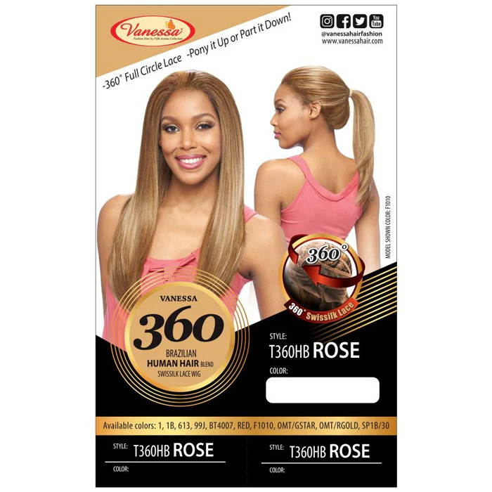 Vanessa Brazilian Human Hair Blend 360 Swissilk Lace Wig - T360HB ROSE - Image 4