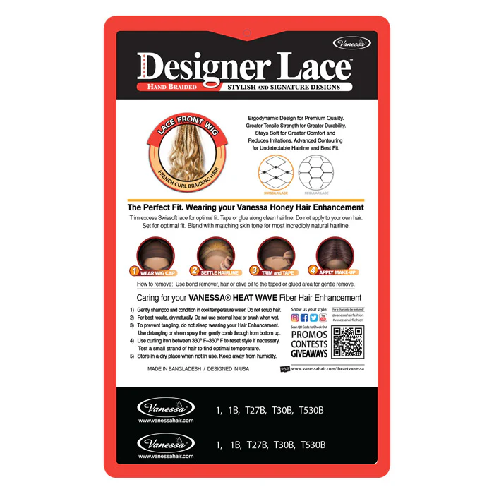Vanessa Designer Lace French Curl Braided Lace Front Wig - TB FRENCH 24 - Image 4
