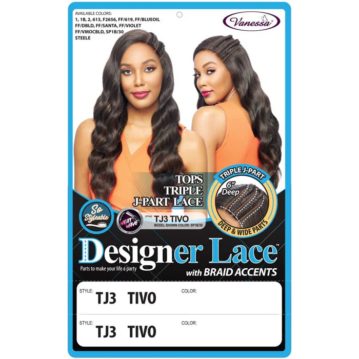Vanessa Designer Lace Human Hair Blend Tops Triple 6" J-Part Lace Front Wig - TJ3 TIVO - Image 4