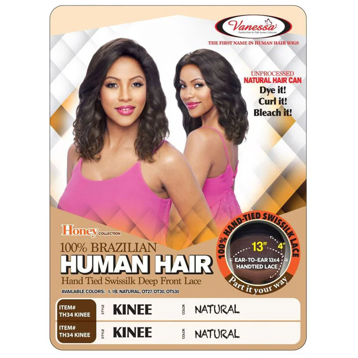 Vanessa Honey 100% Brazilian Human Hair Swissilk 13x4 Deep Lace Frontal Wig - TH34 KINEE - Image 3