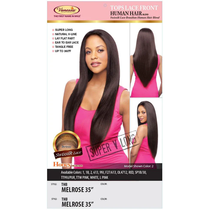 Vanessa Honey Brazilian Human Hair Blend Tops Parting Lace Front Wig - THB MELROSE 35" - Image 4