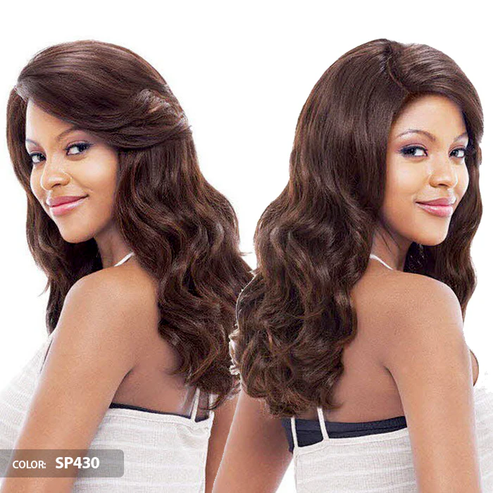 Vanessa Honey C Brazilian Human Hair Blend Swiss Deep Parting Lace Front Wig - TCHB VELENE - Image 2