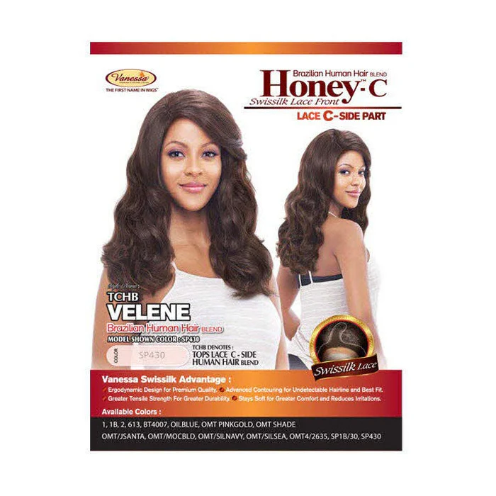 Vanessa Honey C Brazilian Human Hair Blend Swiss Deep Parting Lace Front Wig - TCHB VELENE - Image 4