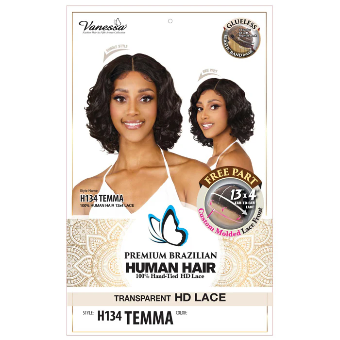 Vanessa Premium Brazilian Glueless Human Hair 13x4 HD Lace Front Wig - H134 TEMMA - 100% Hand-Tied - Image 4
