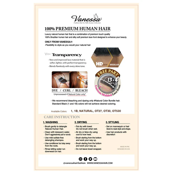 Vanessa Premium Brazilian Glueless Human Hair 13x4 HD Lace Front Wig - H134 TEMMA - 100% Hand-Tied - Image 5