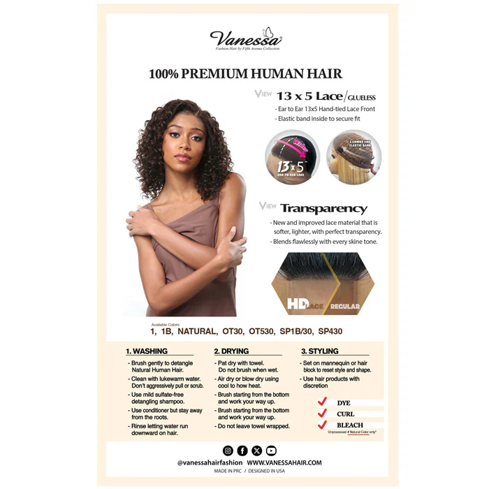 Vanessa Premium Brazilian Human Hair Glueless Hand-Tied 13x5 HD Lace Front Wig - H145 SONA - Image 4