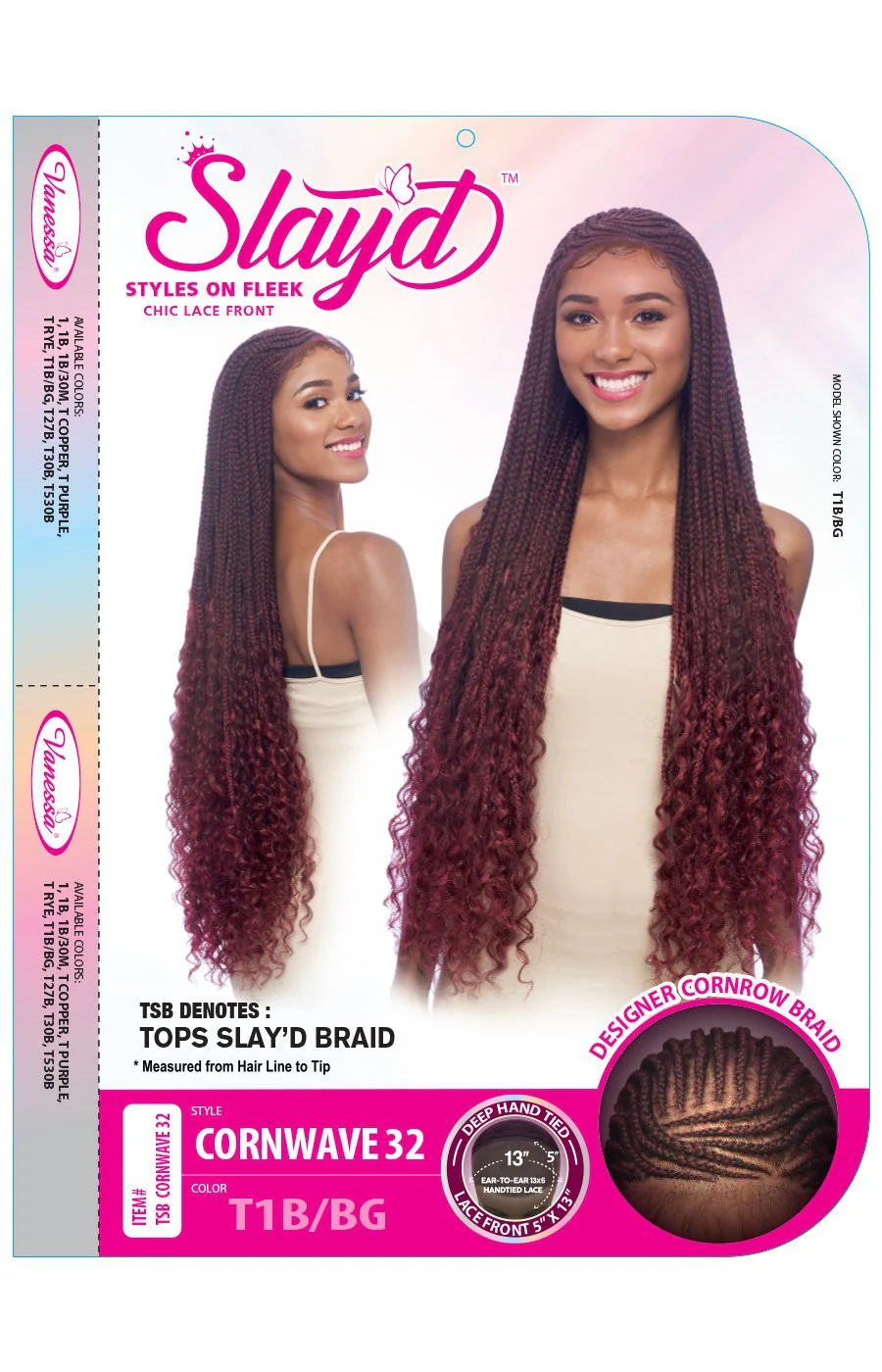 Vanessa Slayd Designer Cornrow Braid 13x5 Hand-Tied Lace Front Wig - CORNWAVE 32" - Image 4