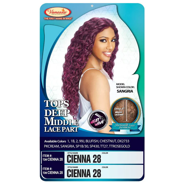 Vanessa Tops 5" Deep Middle Lace Part Swissilk Wig - CIENNA 28 - Image 3
