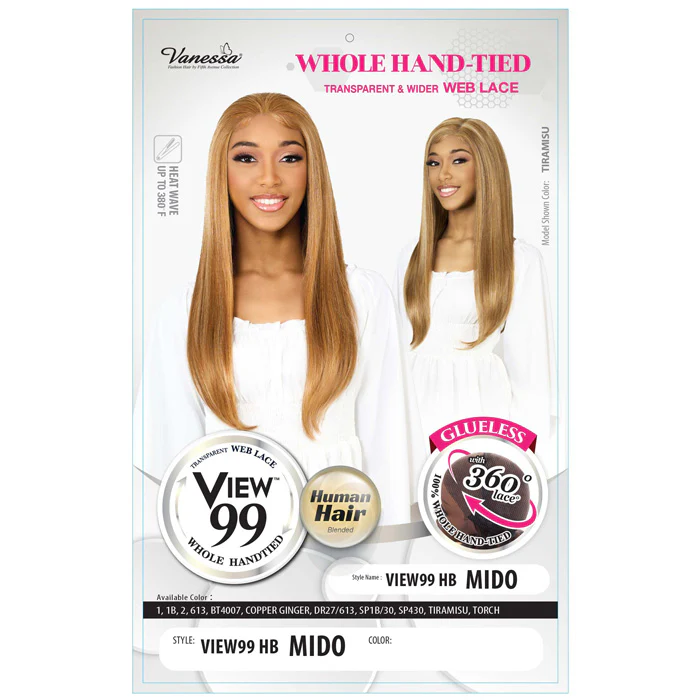 Vanessa View 99 Glueless Human Hair Blend Whole Hand-Tied 360 HD Lace Wig - VIEW99 HB MIDO - Image 4