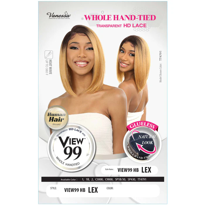 Vanessa View 99 Glueless Whole Hand-Tied Human Hair Blended HD Lace Wig - VIEW 99 HB LEX - Image 3