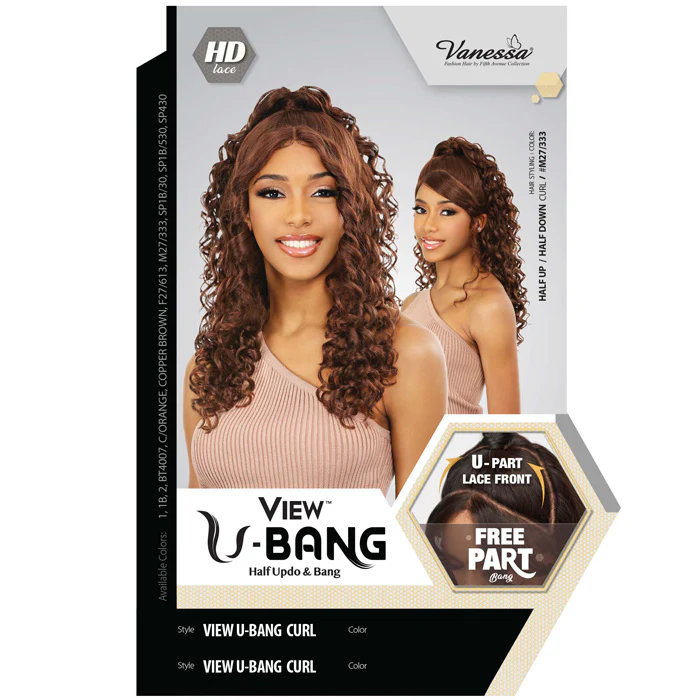 Vanessa View U-Bang HD Lace Front Wig - VIEW U BANG CURL - Half Updo and Bang - Image 3