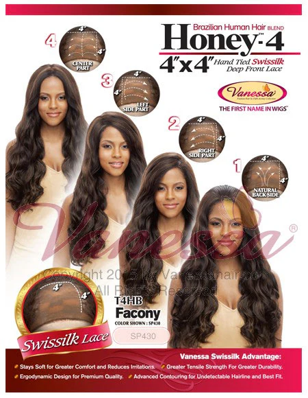 Vanessa Honey-4 Brazilian Human Hair Blend Lace Front Wig T4HB FACONY - Image 3