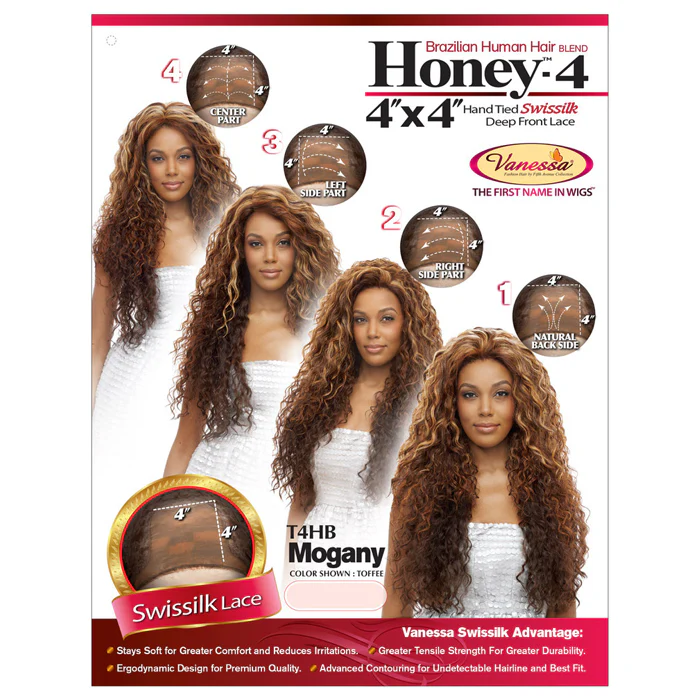Vanessa Honey-4 Brazilian Human Hair Blend Lace Front Wig MOGANY - Image 6