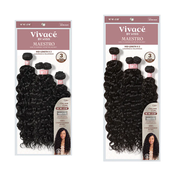 Vivace By Kiss Maestro Bundle Multi 3 Packs Plus Weave - ITALIAN CURL - 100% UNPROCESSED REMY HUMAN HAIR - Image 6