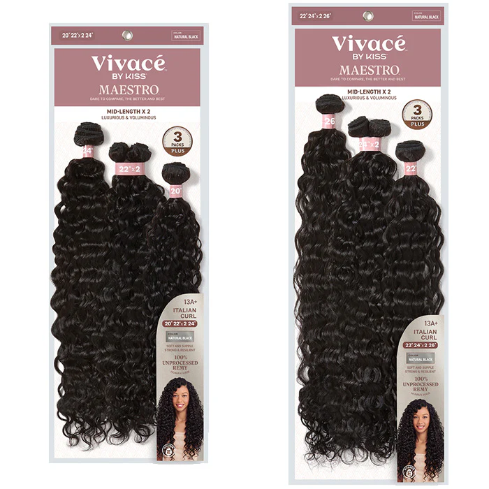 Vivace By Kiss Maestro Bundle Multi 3 Packs Plus Weave - ITALIAN CURL - 100% UNPROCESSED REMY HUMAN HAIR - Image 7