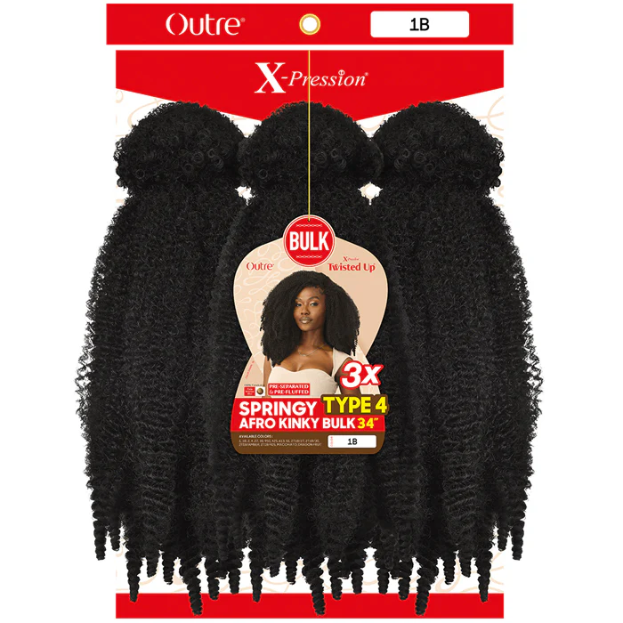 X-Pression Twisted Up Bulk Braids - TYPE 4 SPRINGY AFRO KINKY BULK 34" 3X by Outre - Image 3