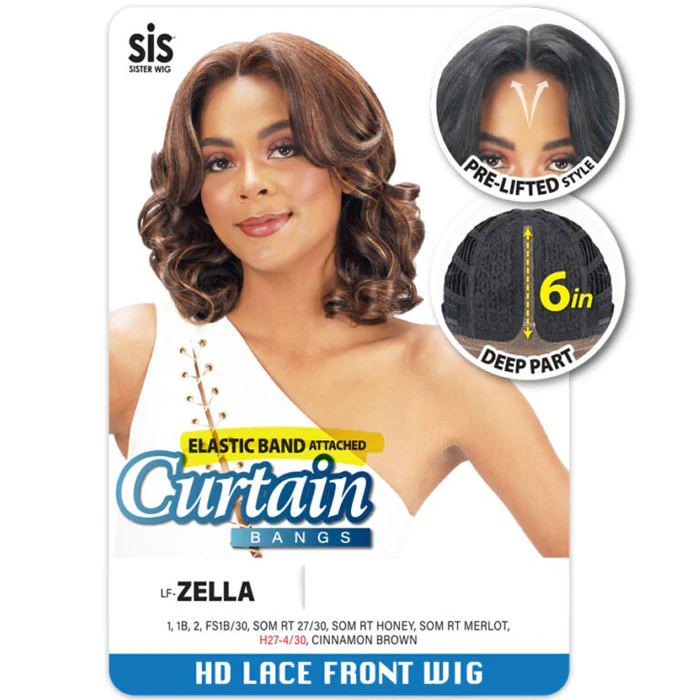 Zury Sis Curtain Bangs 6" Deep Part HD Lace Front Wig - ZELLA - Pre-Lifted Style - Image 3