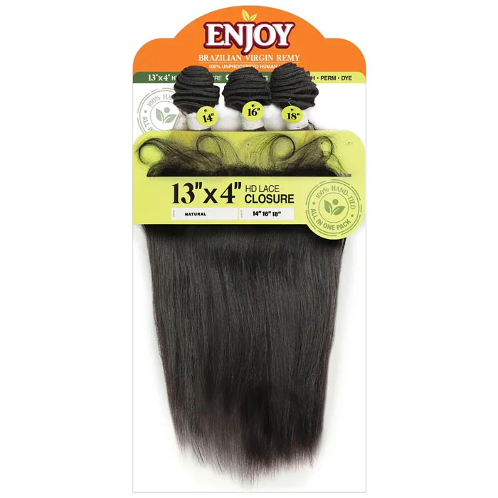 Zury Sis ENJOY 100% VIrgin Remy Human Hair Weave+ 13x4 HD Lace Closure - STRAIGHT 10"-20"
