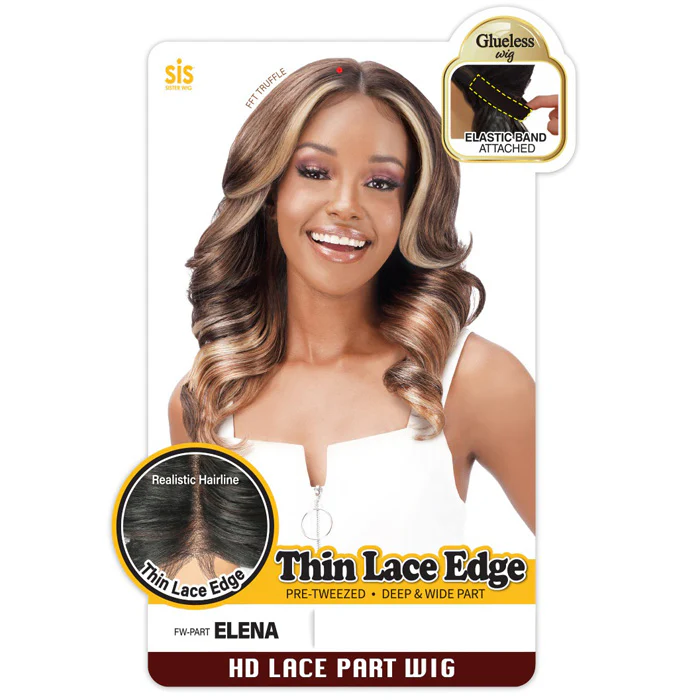 Zury Sis Glueless Synthetic Thin Lace Edge Pre-Tweezed HD Lace Part Wig - ELENA - Image 3