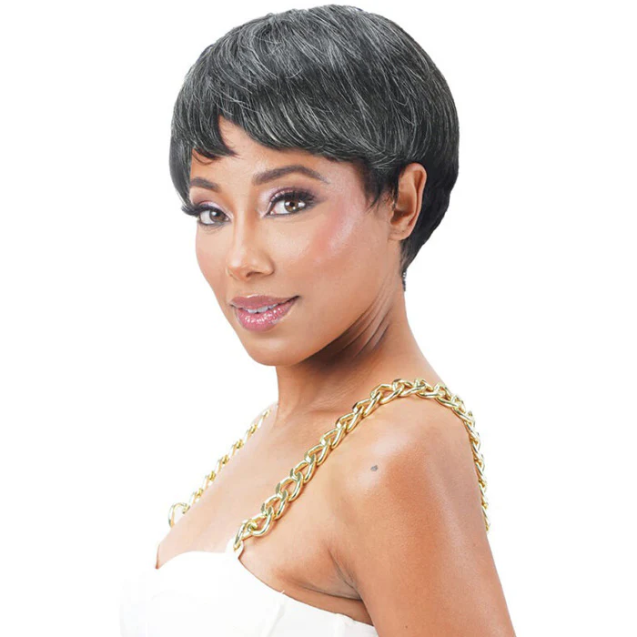 Zury Sis Ms. Wisdom Salt & Pepper 100% Human Hair Full Wig - HR-AYAN - Image 2