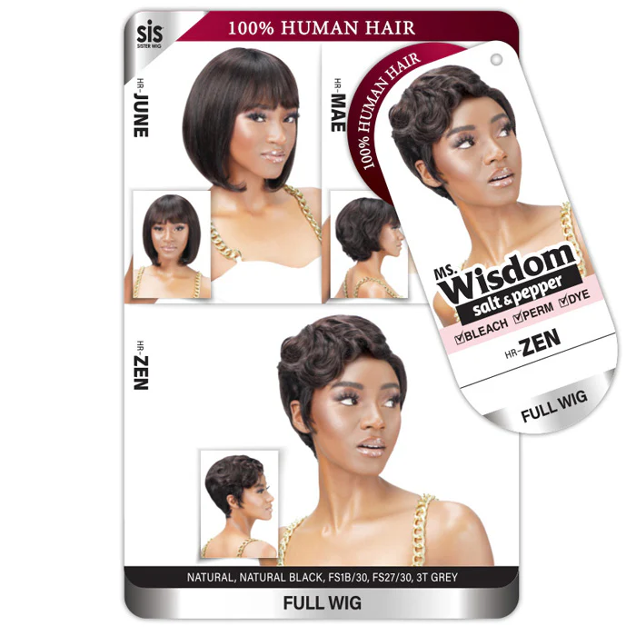 Zury Sis Ms. Wisdom Salt & Pepper 100% Human Hair Full Wig - ZEN - Image 3