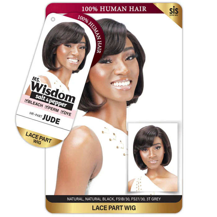 Zury Sis Ms. Wisdom Salt & Pepper 100% Human Hair Lace Part Wig - JUDE - Image 3