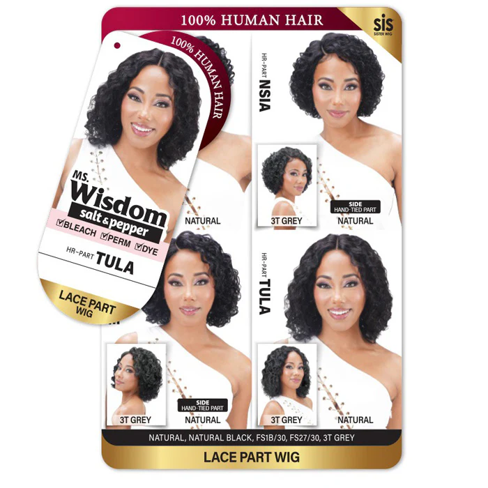 Zury Sis Ms. Wisdom Salt & Pepper 100% Human Hair Lace Part Wig - TULA - Image 3
