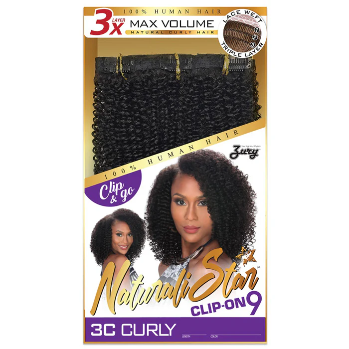 Zury Sis Naturali Star 100% Human Hair Clip On Weave 3C CURLY 9 Pcs - Image 4