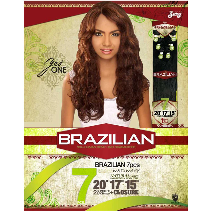 Zury Sis Yes One Brazilian 100% Remy Human Hair Wet & Wavy Weave - REMY BODY (1Pack Finish-7Pcs) 16/18" - Image 2