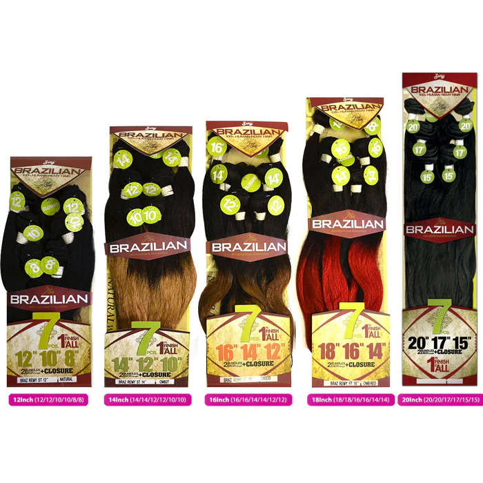 Zury Sis YesOne Brazilian 100% Human Remy Hair Weave - STRAIGHT 14/16" (1 Pack/7 Pcs)+Closure - Image 5