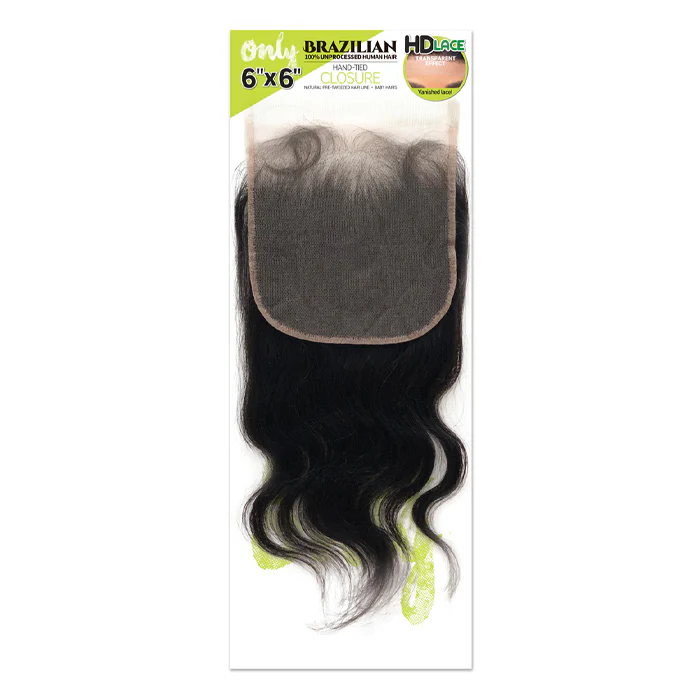 Zury Unprocessed Human Hair Only Brz HD 6X6 Closure S-BODY 12/14